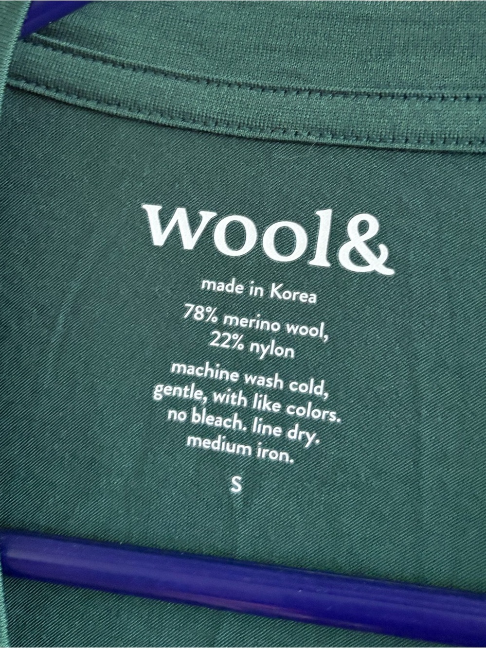 Wool& Lola T-shirt dress emerald size small Merino Wool - Picture 4 of 4